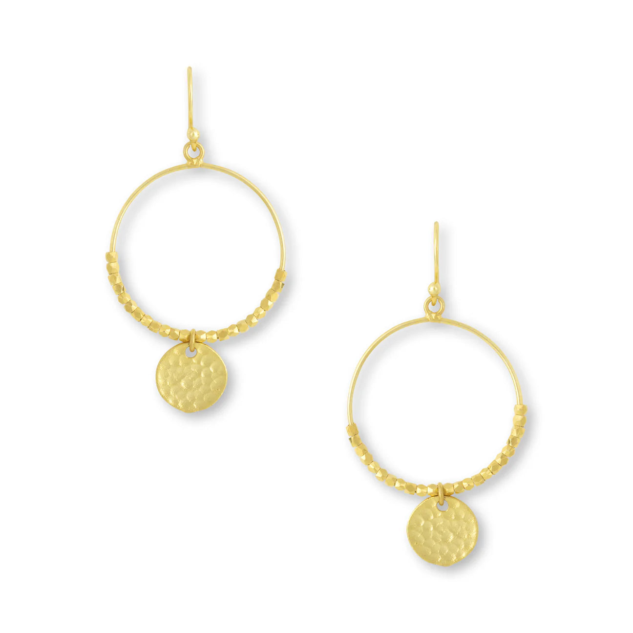 Mini Beaded Hoops with Molten Disc Drop