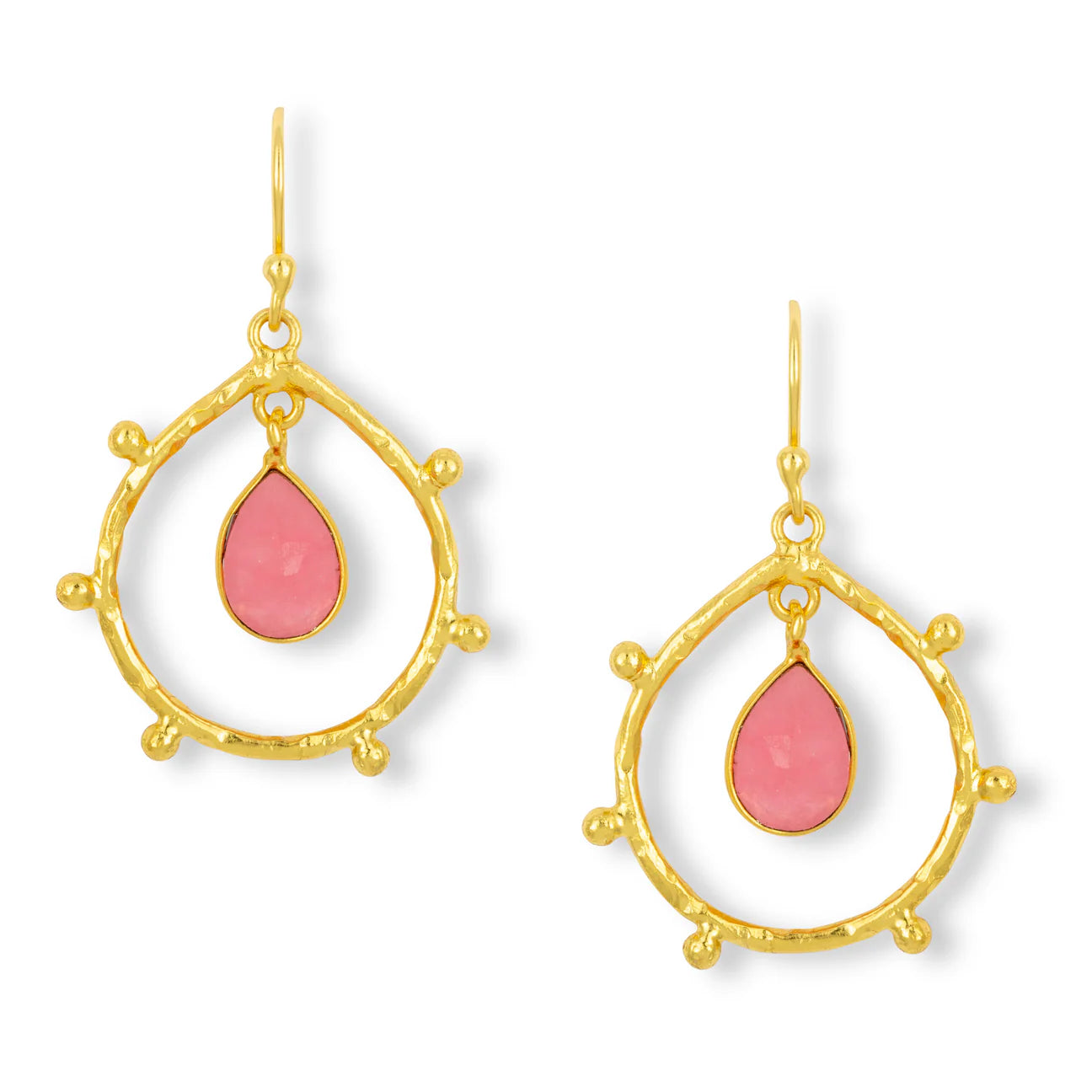 Teardrop Dotwork Stone Drop Earrings