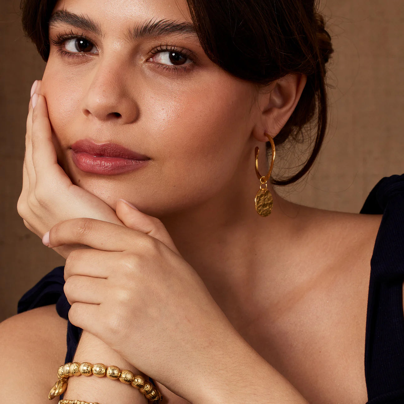 Molten Hoop and Disc Earrings