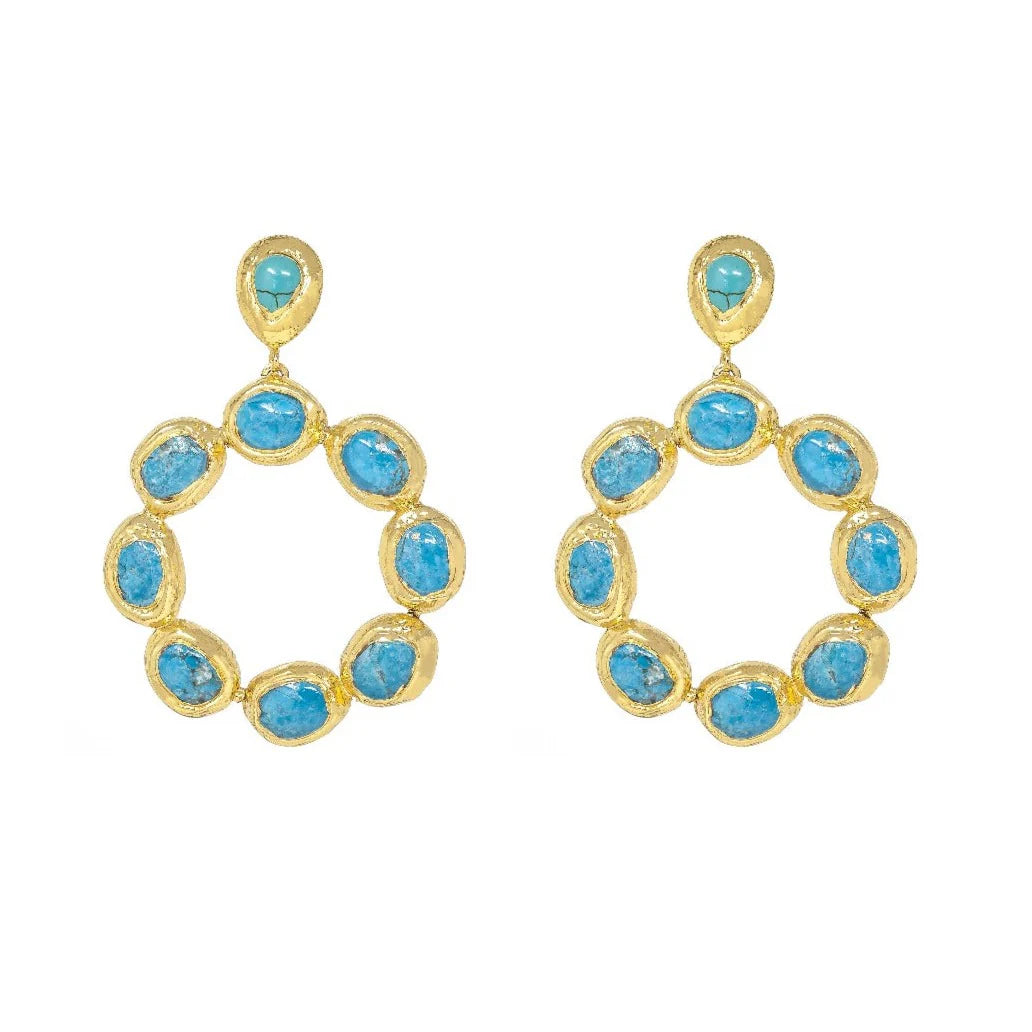 Oversized Stone Hoop Turquoise Earrings