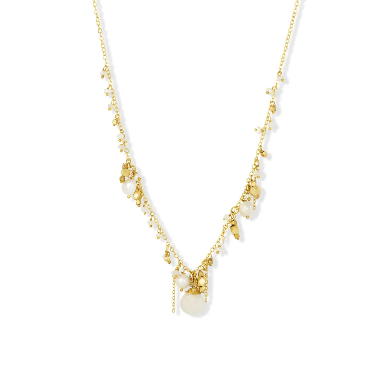 Multi Bead Semi-Precious Pearl Necklace