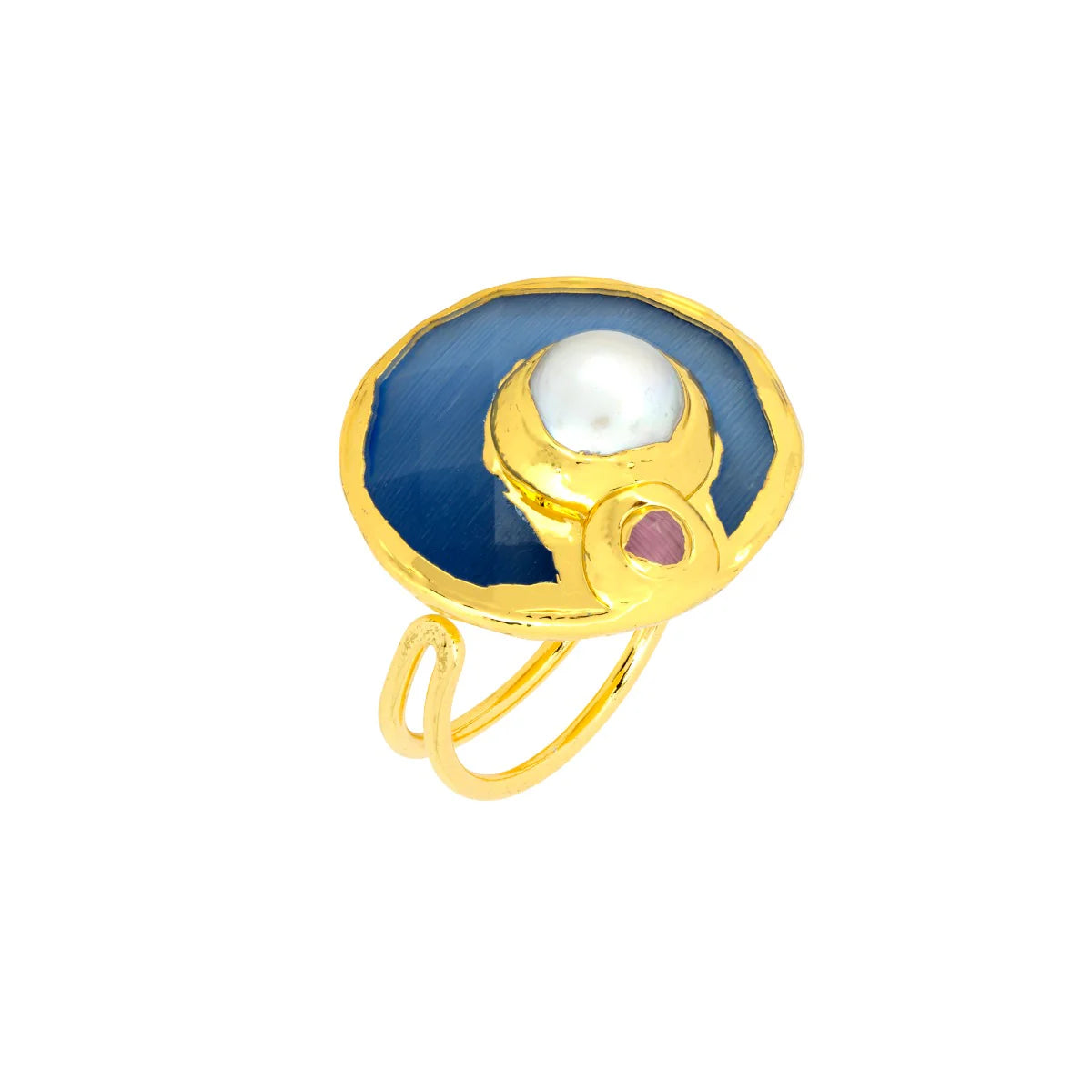 Statement Stone Blue Disc Ring