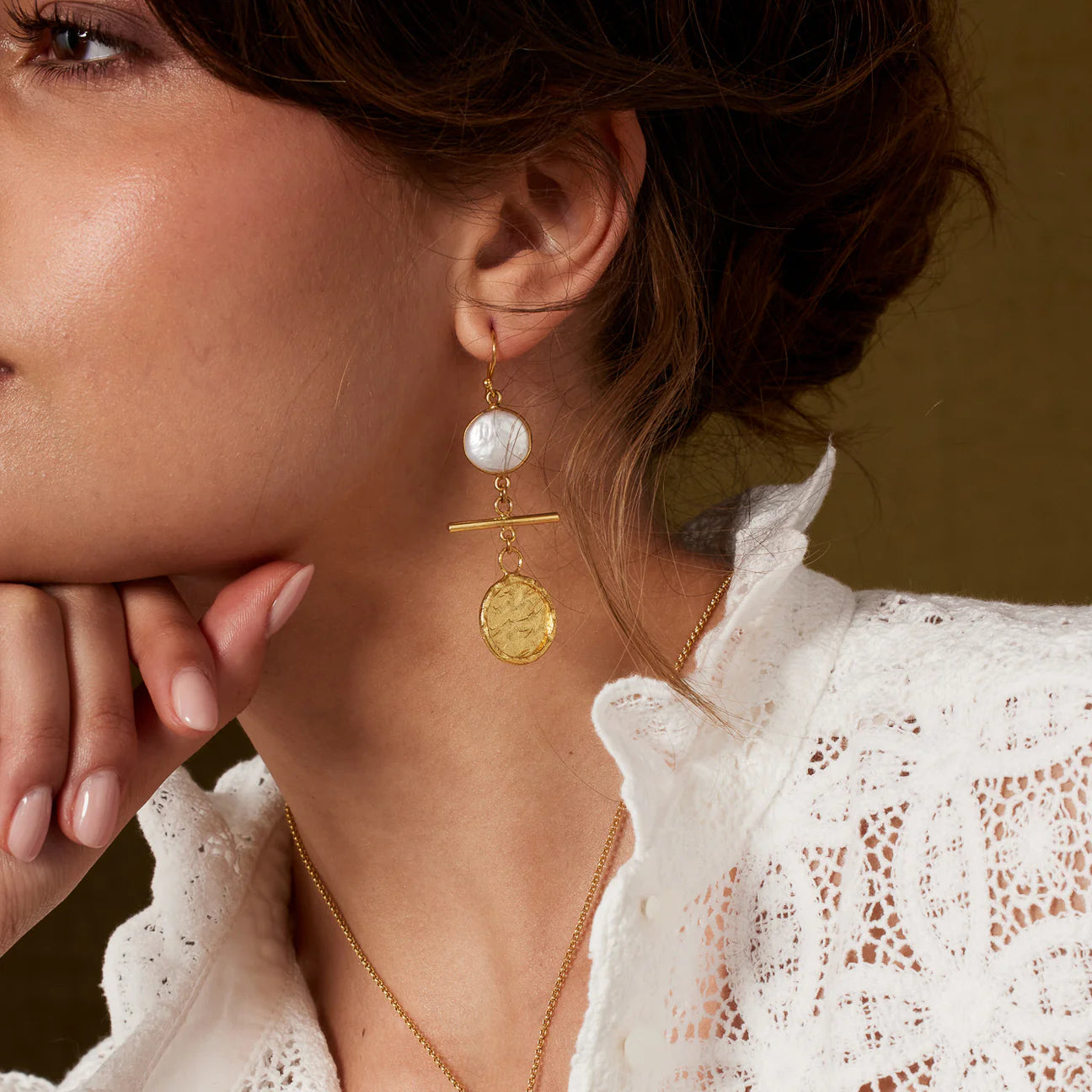 Pearl T-Bar Earrings
