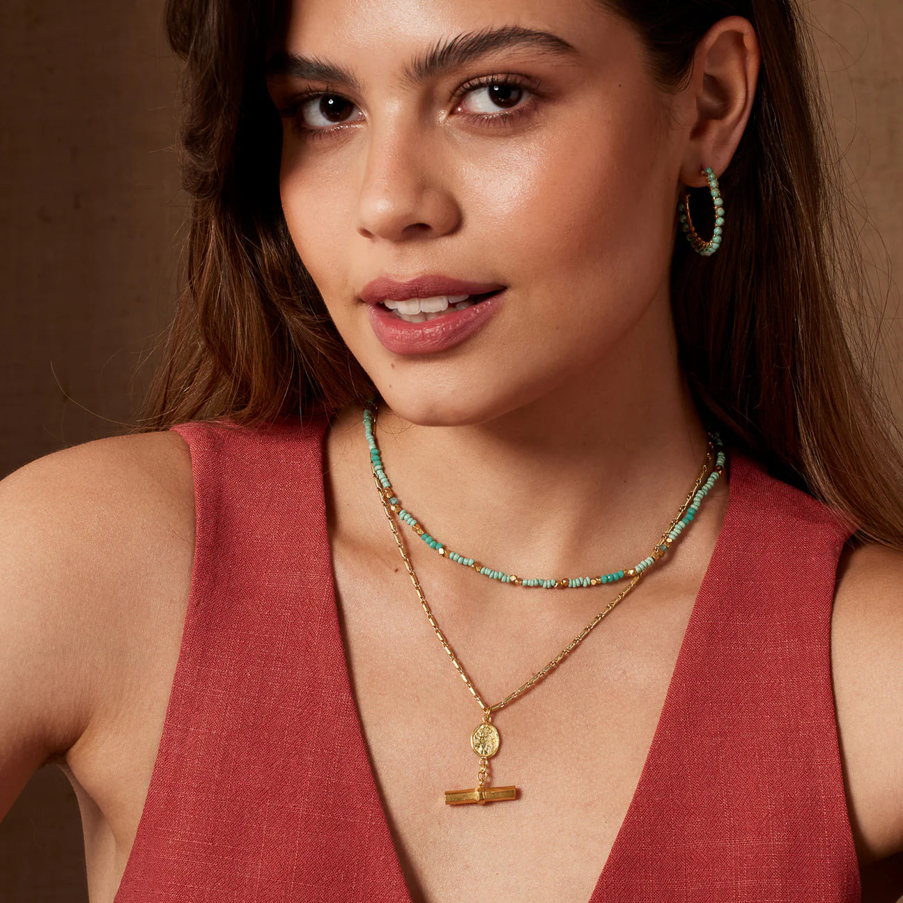 Chunky T-Bar Disc Necklace