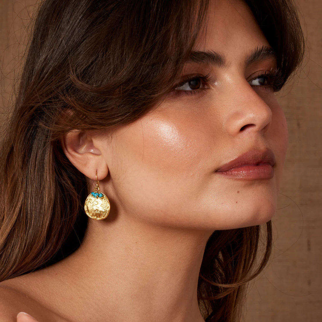 Molten Disc Earring with Stone Cluster