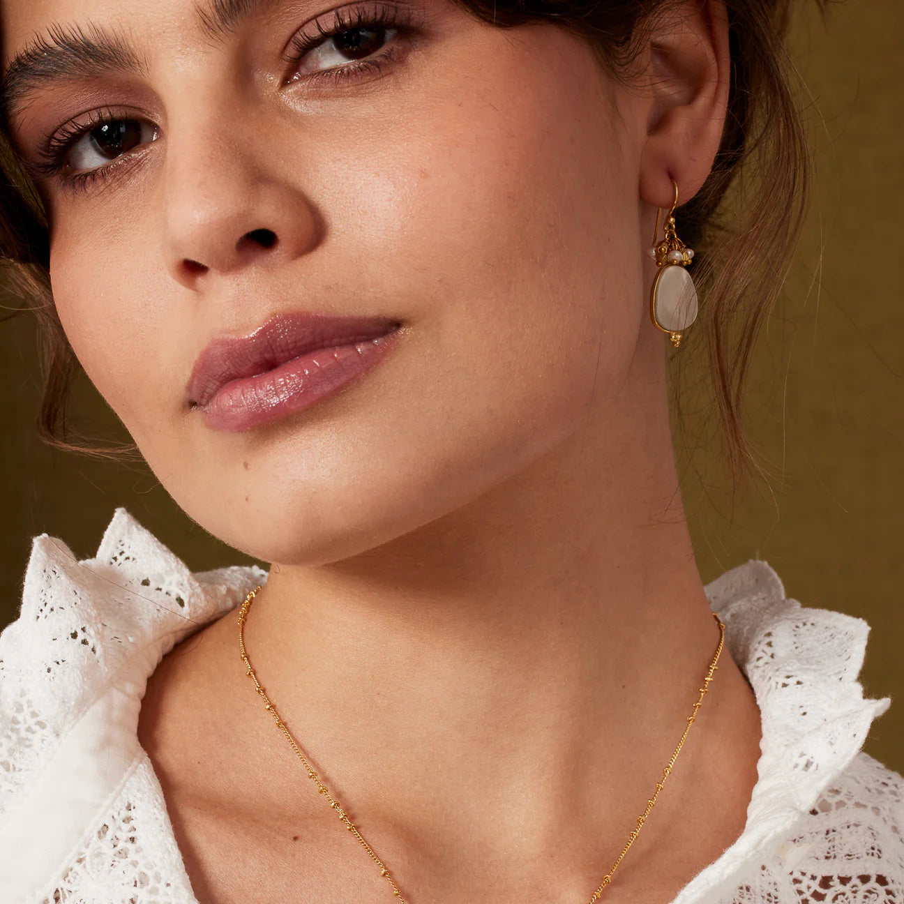 Stone Cluster Drop Earrings