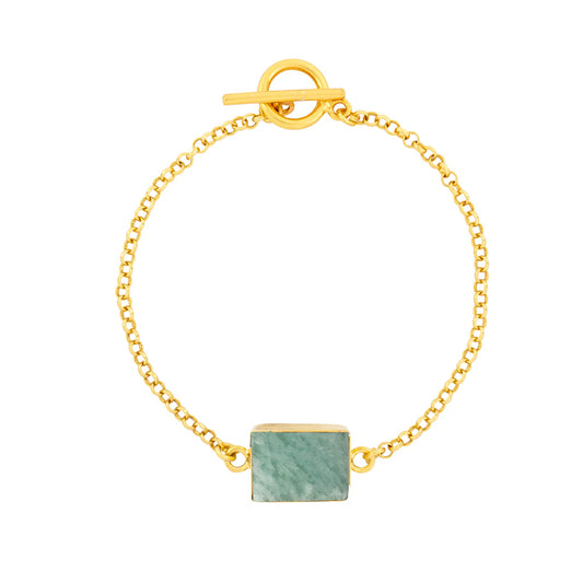 Rectangular Set Stone Amazonite Bracelet