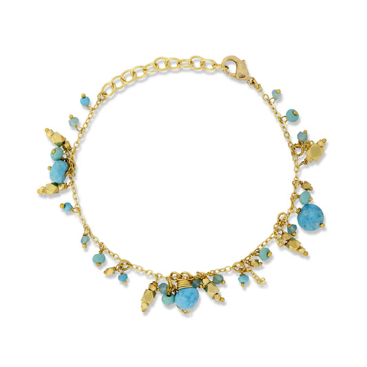 Multi Beaded Semi-Precious Turquoise Bracelet