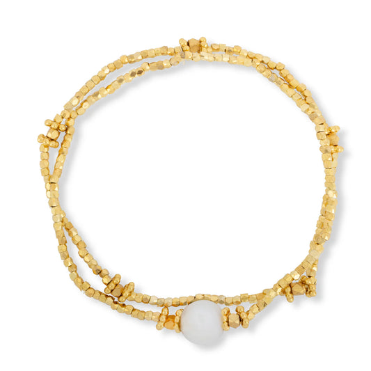 Faceted bead elastic pearl bracelet