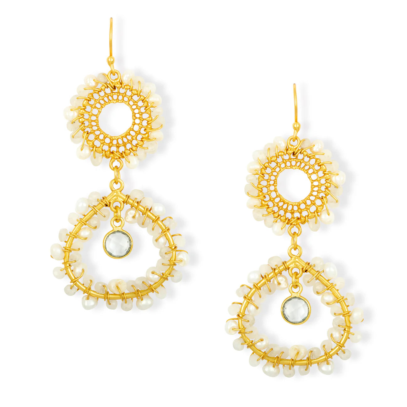 Beaded Double Drop Statement Earring