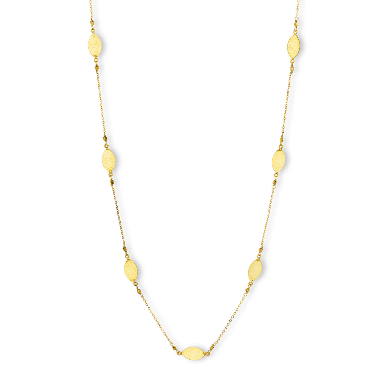 Brushed Disc Long Necklace
