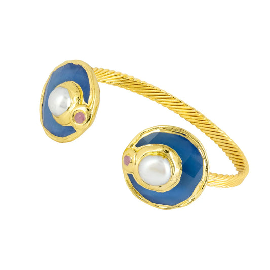 Statement Stone Disc Blue Bangle