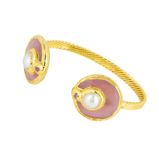 Statement Stone Disc Pink Bangle