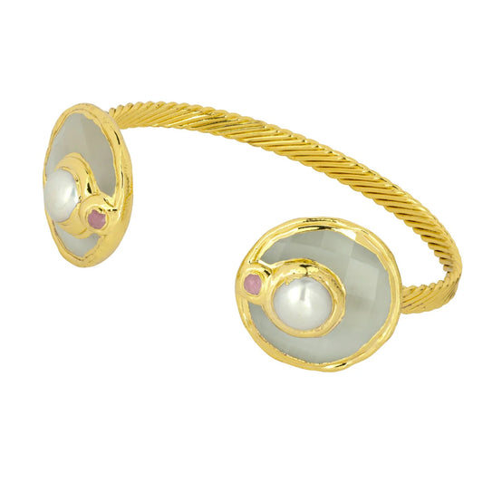 Statement Stone Disc White Bangle