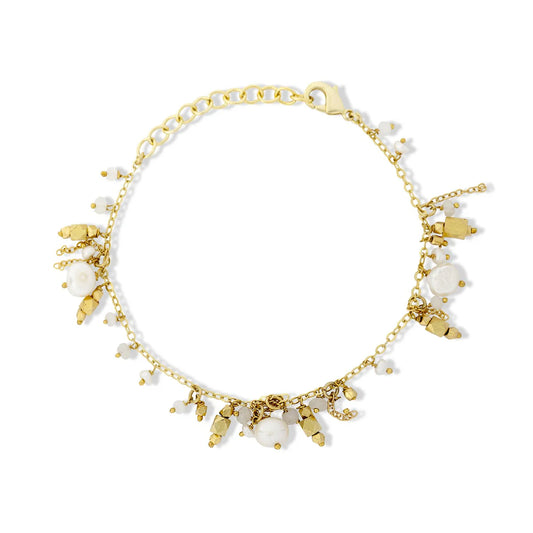 Multi Beaded Semi-Precious Pearl Bracelet
