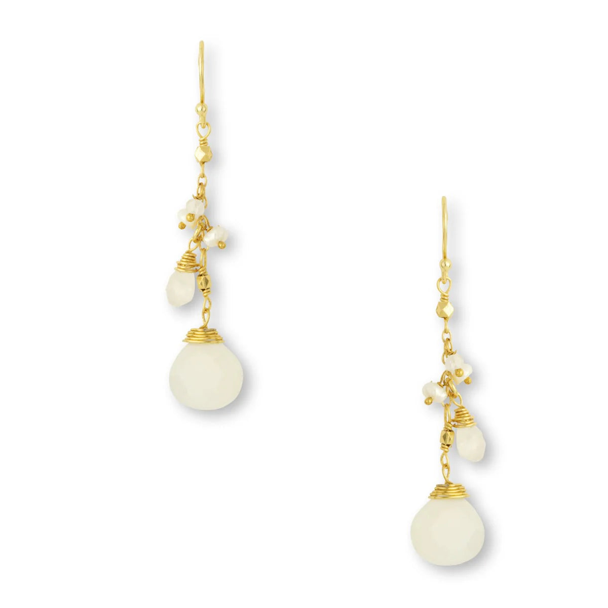 Long Cluster Drop Pearl Earrings