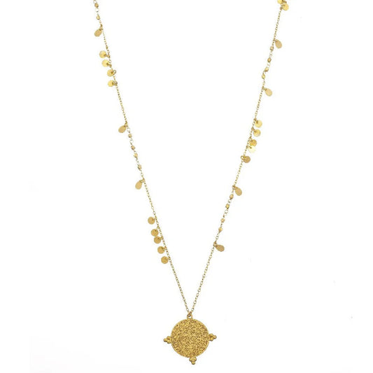 Long Disc Pendant Necklace