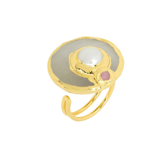 Statement Stone Disc White Ring