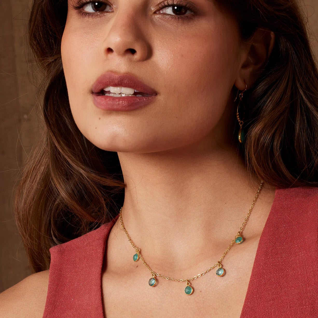 Circular Stone Droplets Topaz Necklace